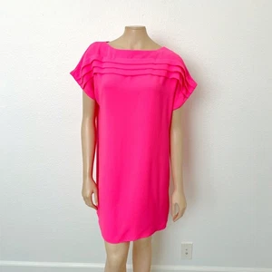 Trina Turk Size 6 Adita Barbie Hot Pink Pleated Ruffle Crew Neck Shift Dress NWT - Picture 1 of 10