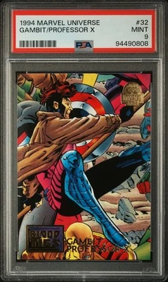 1994 Marvel Universe Gambit/Professor X #32 PSA 9 Mint Blood Ties Marvel Card - Image 1 of 2