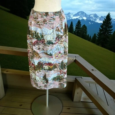 Винтажная юбка 80-х из 100% хлопка с оборками тесаный горный большой рог овца деревенская  - Изображение 1 из 4