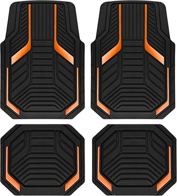 PIC AUTO Heavy Duty Rubber Floor Mats, Orange Aluminum Film Car Mats Set, Fro... - Image 1 of 4
