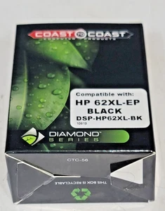 (1)  COAST TO COAST, HP62XL-EP, DSP-HP62XL-BK, COMPATIBLE BLACK CARTRIDGE, NEW - Picture 1 of 12