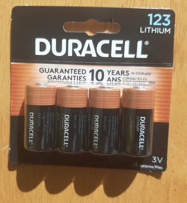 $6.99 (paquete de 4), baterías de litio especiales Duracell 123 de alta potencia exp. 3/2034 Foto 1 de 4