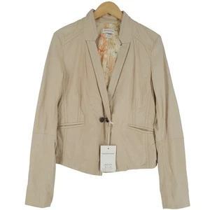 JACOB COHEN Chaqueta De Cuero C960 Beige Para Damas Talla EU 46 - Picture 1 of 10