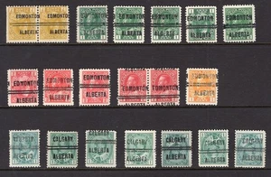 CANADA Alberta Lot of EDMONTON Admiral Precancels & CALGARY KEVII. Used - Picture 1 of 2