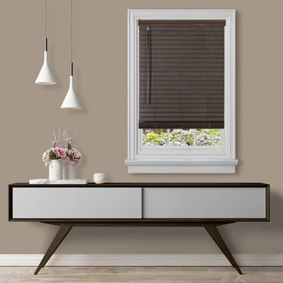 Cordless Window Blind Faux Wood 2" Inch Room Darkening Window Plantation Blind - Image 1 of 3