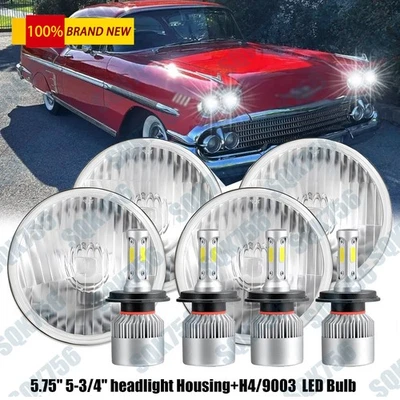 6000K For 1966-1976 Chevrolet Caprice 5 3/4" 5.75"inch LED Headlights Hi/Lo DRL - Image 1 of 4