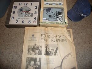 Huge lot 17 Dallas Cowboys collectibles vintage newspapers signed football +more