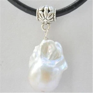 Classic Natural White luster baroque kasumi pearl necklace 14x20 mm +chain - Picture 1 of 3