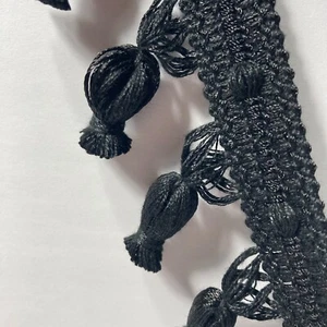 Nastro da cucito nero con frange in nappa 2 1/4" 6yds abbigliamento artigianato Waverly - Foto 1 di 12