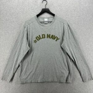Old Navy T Shirt Mens Size Medium Gray Long Sleeve Pullover Spell Out VTG Y2K - Picture 1 of 13