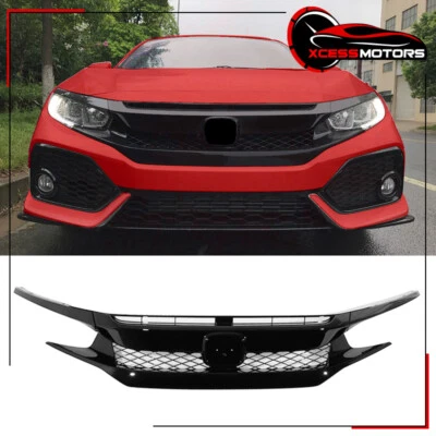 Fits 16-21 Honda Civic 10th Gen FK8 Type R Front Bumper Grille - Gloss Black ABS Foto 1 de 4