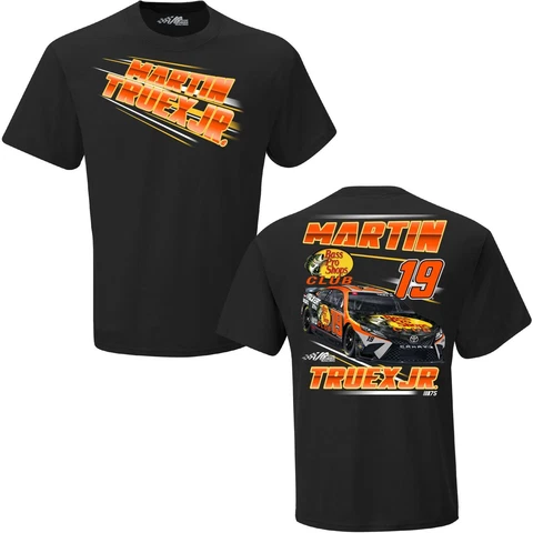 2023 MARTIN TRUEX JR #19 BASS PRO SHOP RACER NASCAR LICENSED BLACK SHIRT J5719 Cover