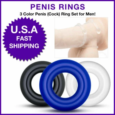 Anillo para pene 3PK banda potenciadora de la erección del pene masculino silicona mantenerse duro  Foto 1 de 4