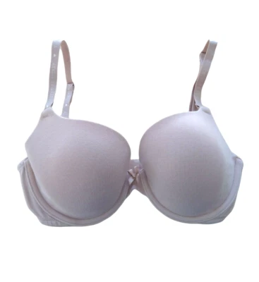 Victorias Secret Bra Demi Beige Underwire 32DD Cotton Logo Lined - Image 1 of 4