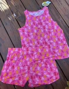 There Abouts Pajama Set Pink Pineapple Tank & Shorts Large (14 1/2 -16 1/2) NWT - Picture 1 of 3