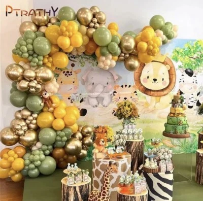 137 Safari Jungle Green Balloons Arch Decoration Tropical Party Baby Shower - Image 1 of 4