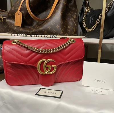 GUCCI MARMONT SMALL SHOULDER BAG RED *NEW* - Image 1 of 4