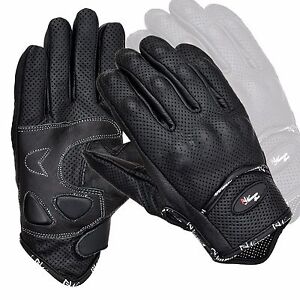 Vented Leather Motorbike Motorcycle Gloves Knuckle Shell Protection