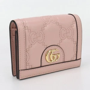 GUCCI 723786 Card Case wallet GG matelasse Folded wallet leather pink Women - Picture 1 of 7