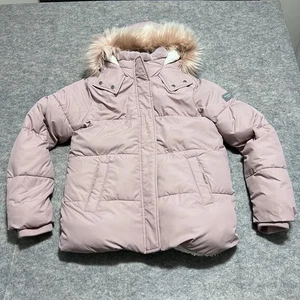 Abercrombie & Fitch Kinder 15/16 Altrosa Mädchen Sherpa gefüttert Fell Kapuze Reißverschluss Jacke - Bild 1 von 10