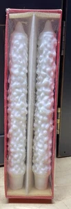 Vintage Hallmark Tropfkegel Kerzen 9 3/8" unbenutzt Paar weiß holprig versiegelte Box - Bild 1 von 16