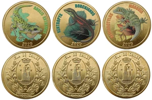 CHILOE ISLAND - CHILE 3 COIN SET 3 x 2 POUNDS 2025 LIZARDS - COLOR UNC - Picture 1 of 1