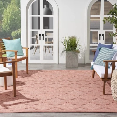 Alfombra Coral Naranja 7x10 Interior Exterior Fácil Cuidado Duradero Diseño Tejido Plano Foto 1 de 4
