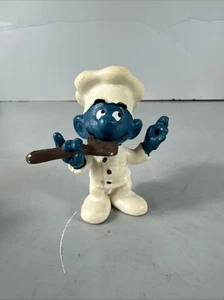 Smurfs Chef Smurf Licking Spoon PVC figure 20042 Smurf Figurine Vintage 70s Toy - Picture 1 of 4