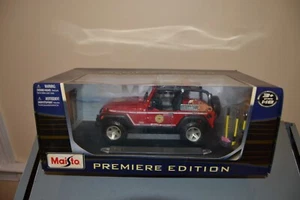 MAISTO 1/18 PREMIERE EDITION JEEP WRANGLER RUBICON BRUSH FIRE UNIT IN BOX - Picture 1 of 18