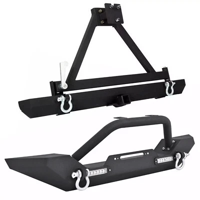 Передний и задний бампер с держателем шины и D-образными кольцами для Jeep Wrangler TJ YJ 1987-2006 - Изображение 1 из 4