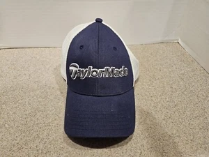 Taylormade Golf Logo Mesh Adjustable Hat White & Blue TMAX Trucker Style - Picture 1 of 9