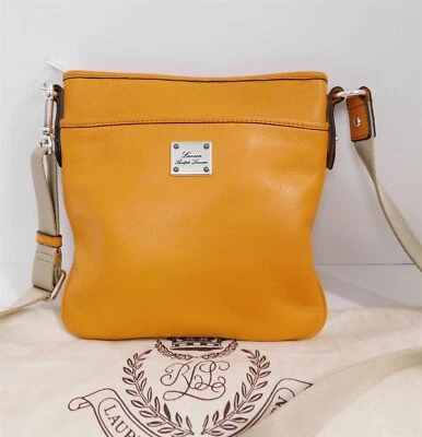 Ralph Lauren Stockbridge Tangerine Orange Leather Crossbody Bag - Image 1 of 4