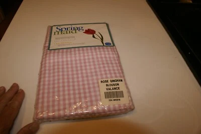 Spring Maid Blouson Valance 84" x 15" ROSE/GINGHAM  Cotton / Polyester New - Image 1 of 3