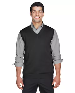 Devon & Jones Adult V-Neck Vest Wholesale D477 100% Airspun Cotton 12 Gauge - Picture 1 of 7