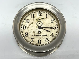 WWII Chelsea Boston US Marine Corps Ships Clock Nickel Finish 7" - Picture 1 of 10