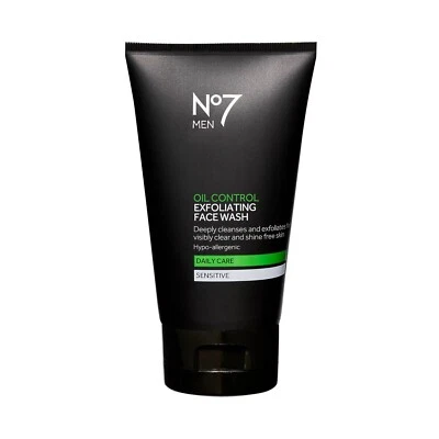 No7 Men Oil Control Exfoliating Face Wash 150ml Daily Sensitive Hypoallergenic - Image 1 of 4