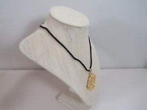 Large Milor Italy 14K Yellow Gold Pendant with Black Rope and Gold Chain
