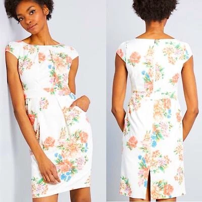 Vestido Vaina Floral ModCloth Elegante Reflejos Talla Pequeña Foto 1 de 4