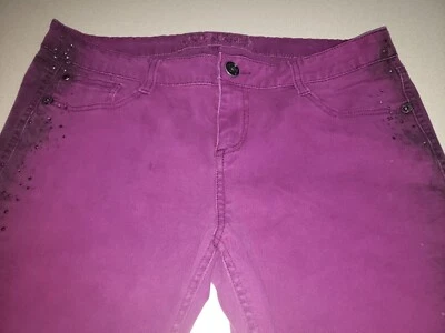 TRUCE Skinny Stretch JEANS Junior Size 15 Purple Pretty Rhinestones Nice! - Image 1 of 4