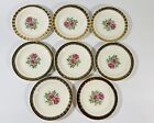 Cronin China Co Saucers Small Plates Set Of 8 Floral Pattern COI162 Gold Rim