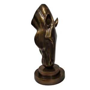 Large Metal Horse Head on Base Table Top Statue Sculpture 18 inch Bronze Finish - Picture 1 of 8