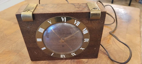 Vintage Telechron Wood Electric Clock with Alarm Model 7H141 Cover