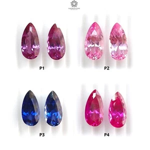 Synthetic Manmade Multi Color Gemstones Pear Shape Faceted Cut Pair for Jewelry - Picture 1 of 21