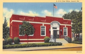 LAUREL, DE ~ POST OFFICE, SIGNED BY POSTMASTER, CURT TEICH PUB ~ 1930s - Picture 1 of 2
