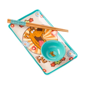 Scooby-Doo Ceramic Sushi Plate Set with Chop Sticks Retro by Silver Buffalo - Picture 1 of 12