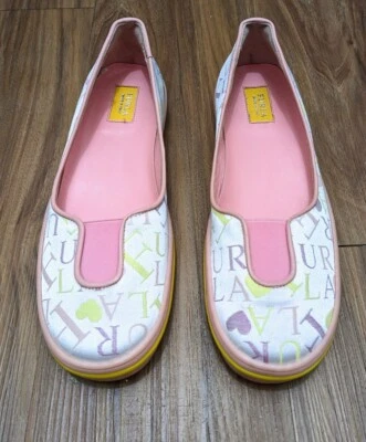 Furla Women's Size 7.5 ( EU 38) Printed Pink Canvas Loafer Flat Shoes Slip-on  - Image 1 of 4