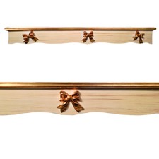 Mantovana Elegante Legno Chiaro SU MISURA con Decorazioni Fiocchi Dorati SARANI
