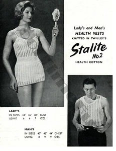 Knitting Pattern Vintage Men's & Women's Health/String/Cotton Vests/Tops - Picture 1 of 1