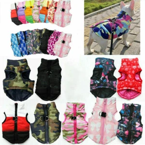 Pet Dog Coat Winter Warm Chihuahua Puppy Sweater Jacket Clothes Vest Harness Zip - Picture 1 of 19