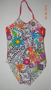 NWT JANTZEN girls Multi Color Neon Flower 1-piece Swim Bathing SUIT* 4 - Picture 1 of 1